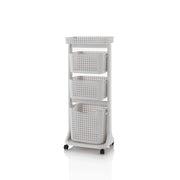 Carrello lavanderia 3 cesti LINO beige
