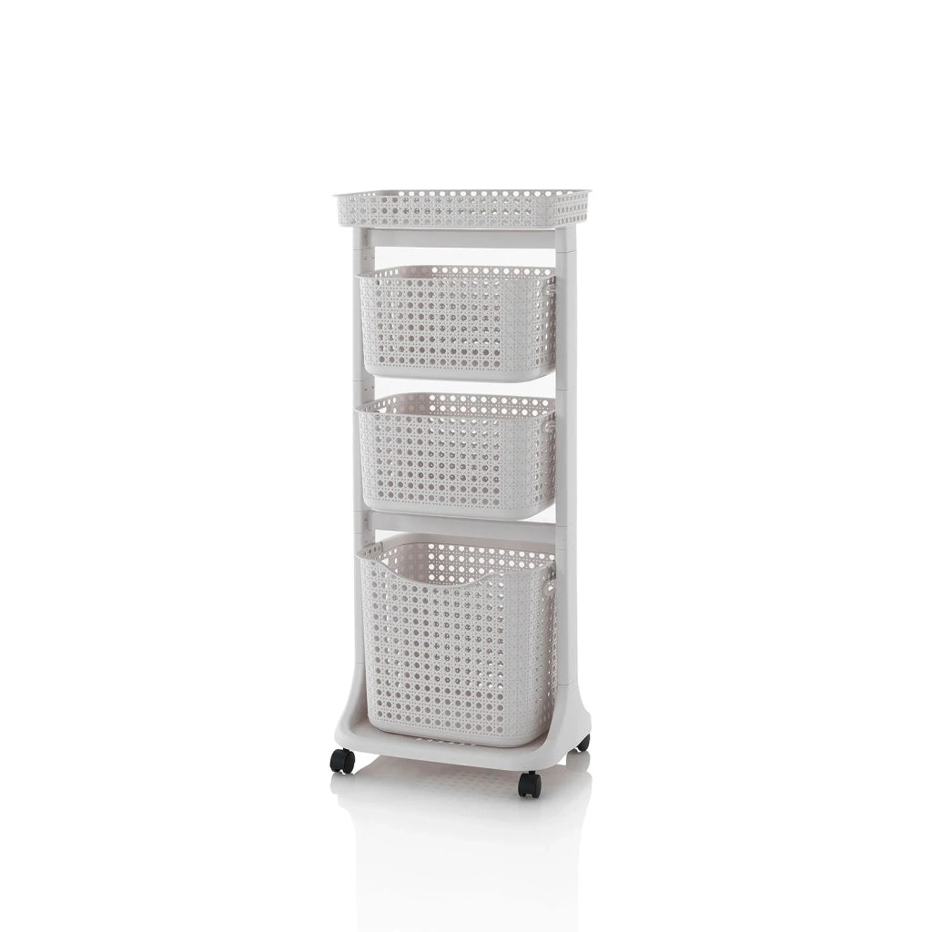 Carrello lavanderia 3 cesti LINO beige