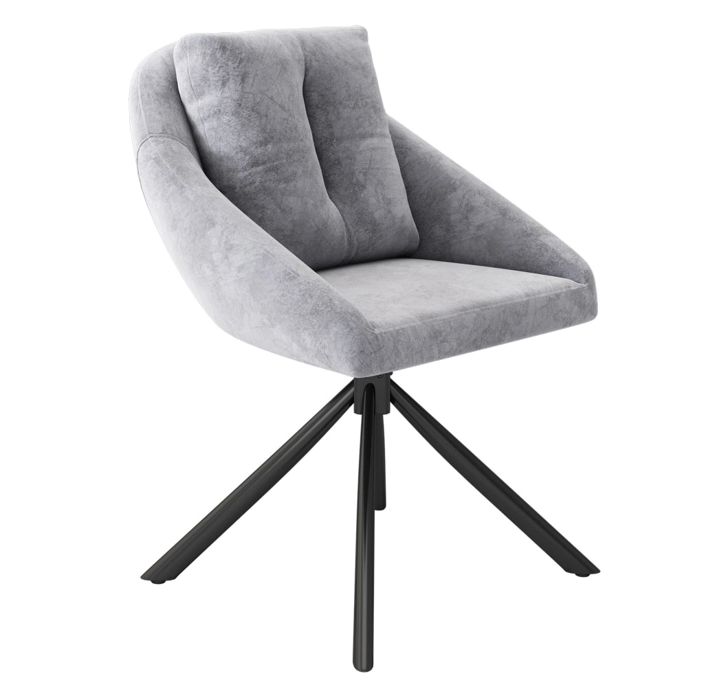 Set di 4 sedie girevoli a 360¡ã in velluto grigio con struttura in metallo