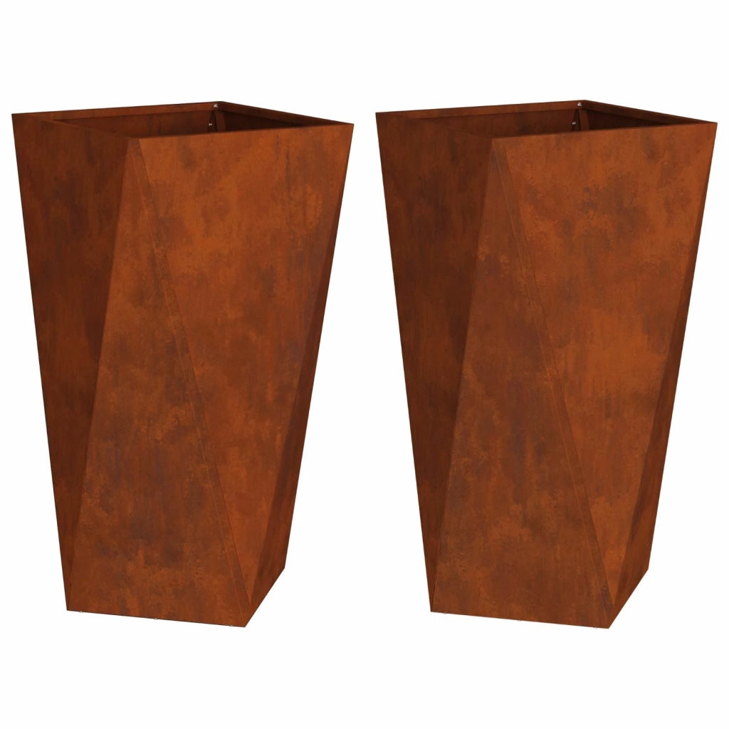 2 pz Fioriera | Cassetta per fiori | Vaso Ruggine 40 x 40 x 75 cm