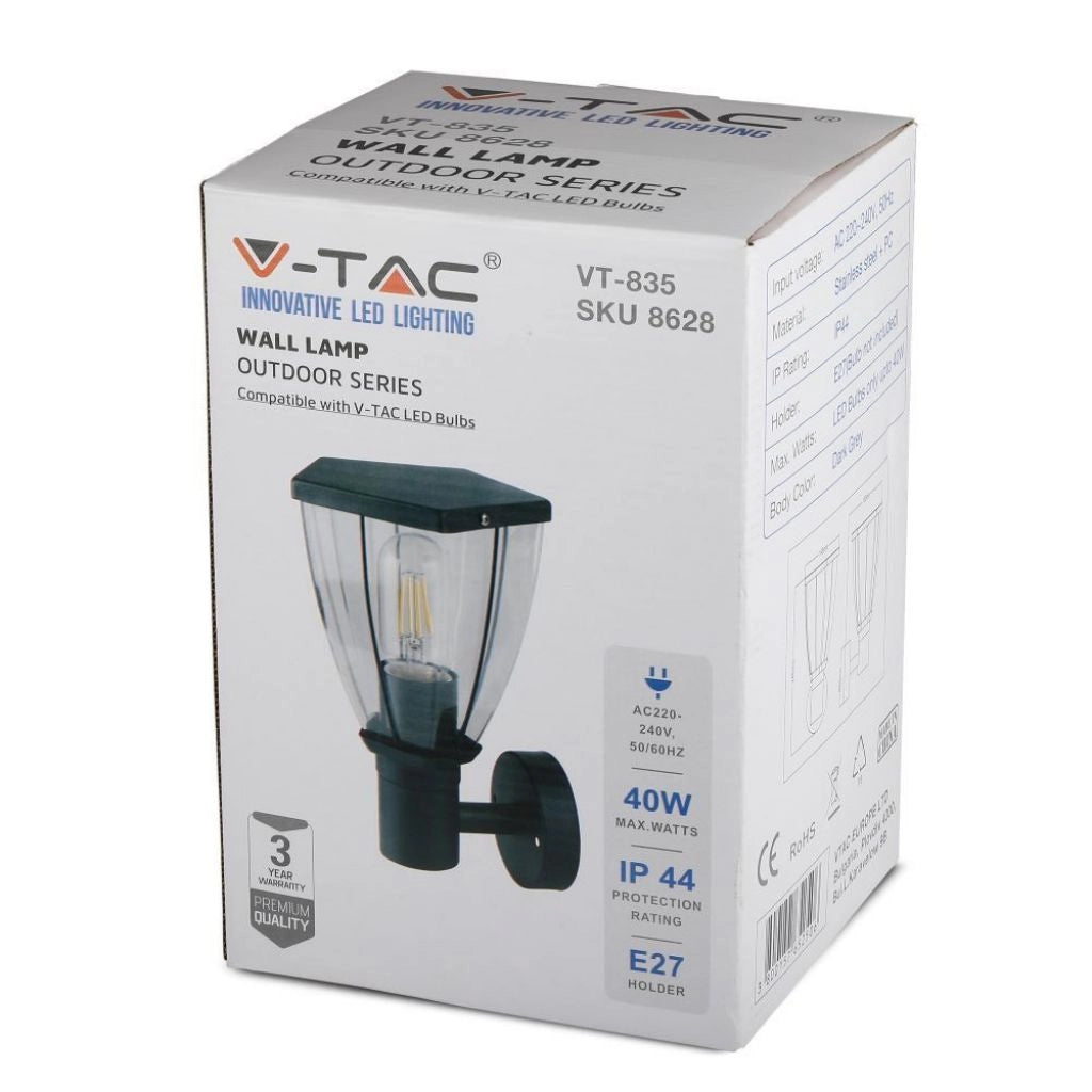 Lampada LED da Giardino con Portalampada E27 (max 40W) in Acciaio Inossidabile Colore Nero IP44