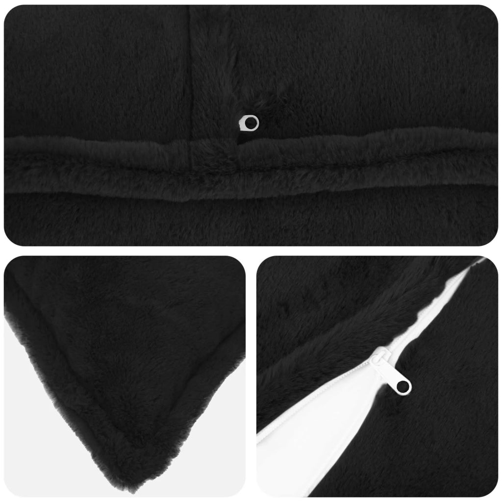 Federa 6 pz HOUTEN Nero 30 x 30 cm Pelliccia di Coniglio Finta 916024
