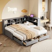 Letto multifunzione in legno con letto estraibile 90/180x190 cm; grigio