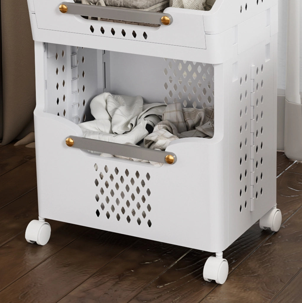 Carrello portaoggetti mobile in polipropilene con ruote e freni grigio crema HAVRYA