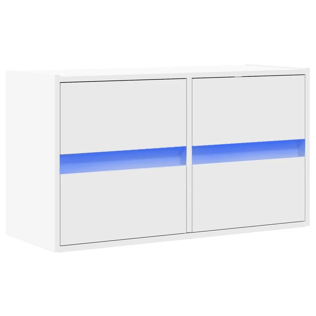 Mobile TV a Parete | Armadietto TV | Mobile Porta TV con Luci LED Bianco 80x31x45 cm