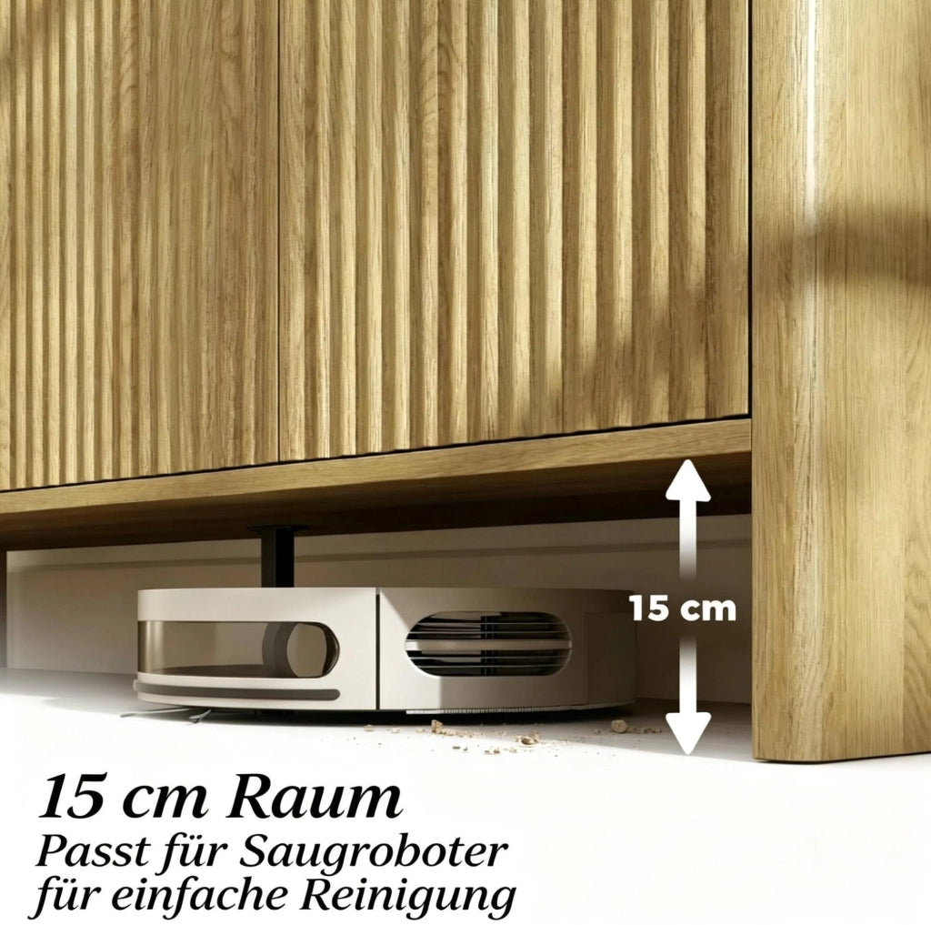 SIDEBOARD in MDF Rovere 147x40x77 cm con 2 vani e ripiani regolabili
