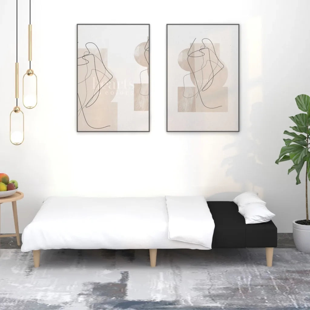 Divano letto | Sof¨¤ letto | Letto singolo a 2 Posti Nero in Tessuto