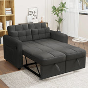Divano letto 3 in 1 a 2 posti 142 cm con schienale reclinabile e porte USB integrate; tessuto effetto lino; grigio