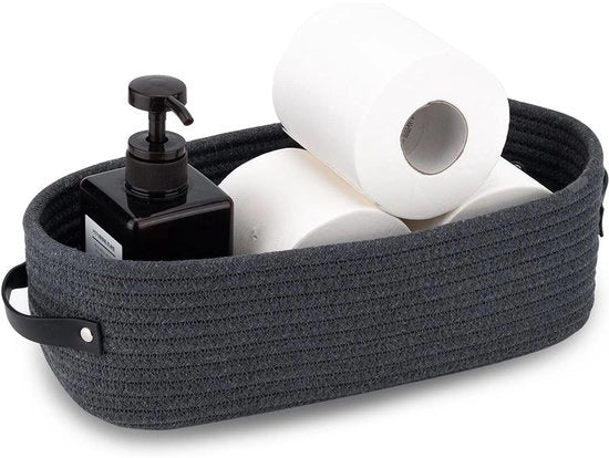 Supporto per la toilette in cotone - Supporto per la toilette - Supporti per la toilette - Decorazione rurale per la camera da bagno - 33 x 15 x 10 cm - Grigio scuro