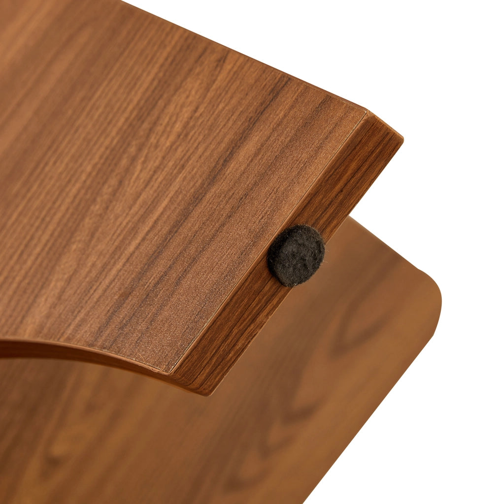 Tavolino Quadrato Moderno in Vetro di Sicurezza con Struttura in MDF Effetto Noce, 80x40 cm