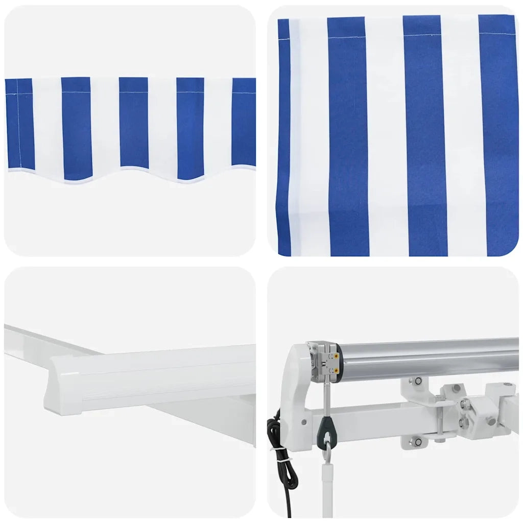 Tenda retrattile-Tenda parasole per balcone Blu 350 x 200 cm Tessuto 226644