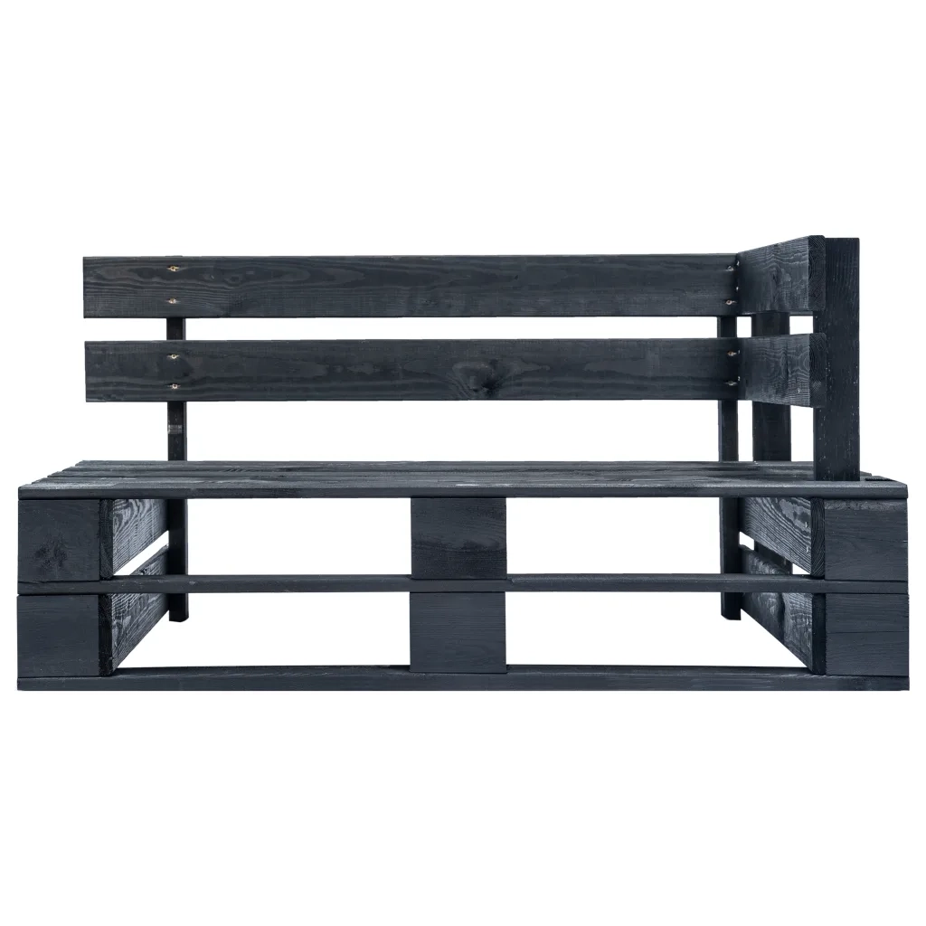 Panca Angolare da Giardino su Pallet-Sgabello-Panca da esterno in Legno Nera