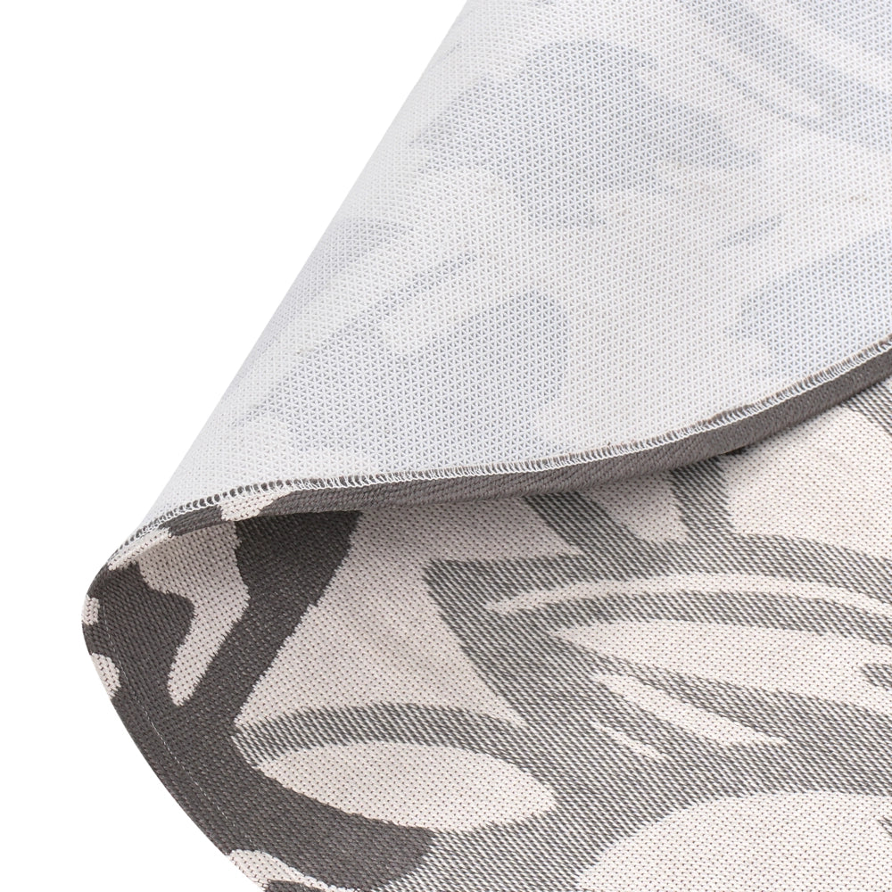 Tappeto rotondo moderno per interni e per esterni con motivo floreale 120 cm Grigio moderno balcone patio