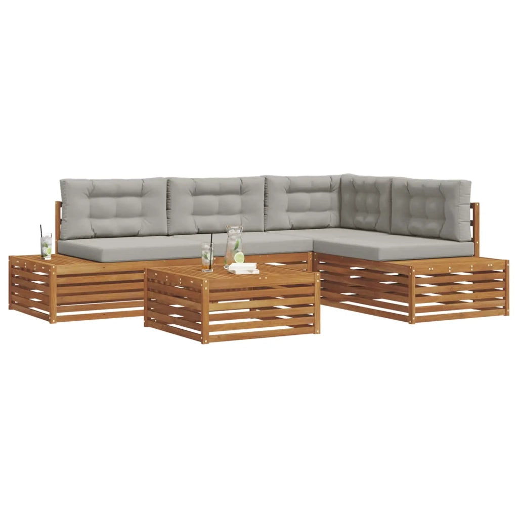 Set di divani da esterno 5 Pezzo Grigio Naturale e Chiaro 3374096