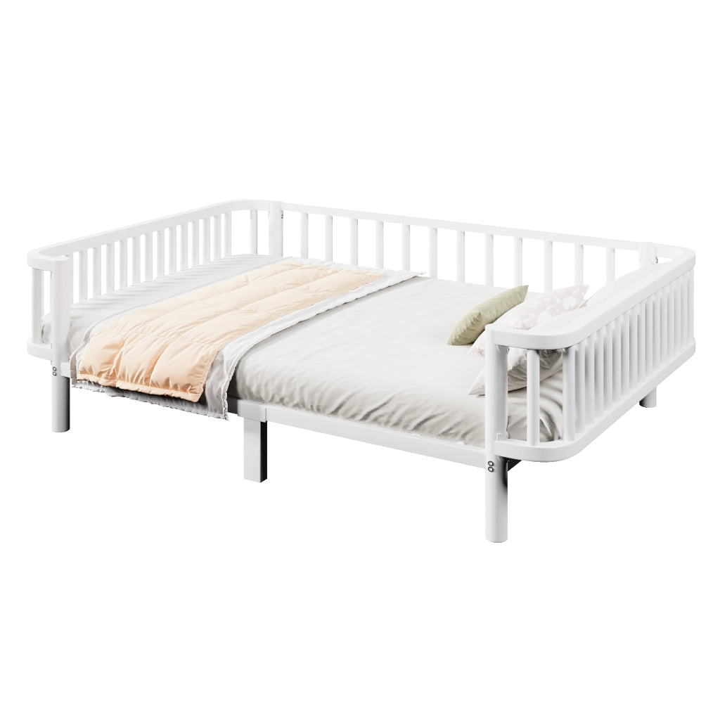 Letto da giorno 140 × 200 cm in metallo con rete a doghe in acciaio bianco per camera e soggiorno