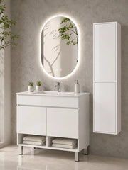 Mobile bagno con piedini con lavabo ORIGENBATH NEBARI con piedini e ante con colonna 70x40 cm bianco con colonna