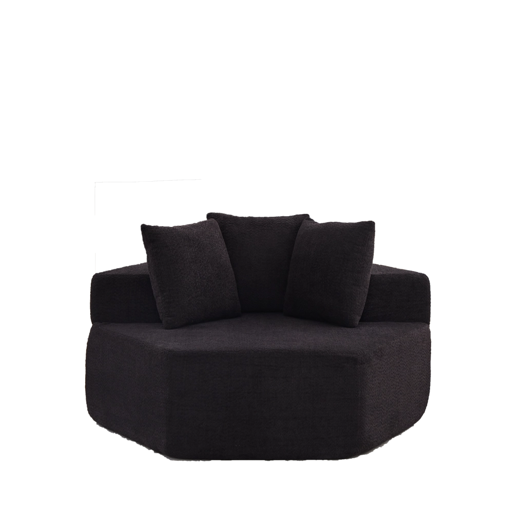 Poltrona lounge modulare esagonale in chenille nera
