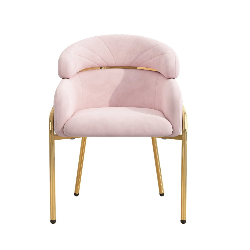 SEDIA da pranzo in velluto rosa con gambe in metallo