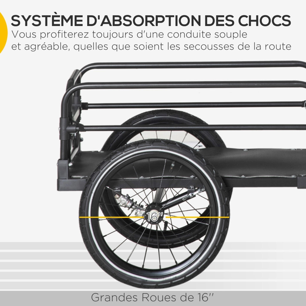 Rimorchio Bici Pieghevole ¨C Xylo ¨C Acciaio 16' Carico Max 40kg con Barra Traino
