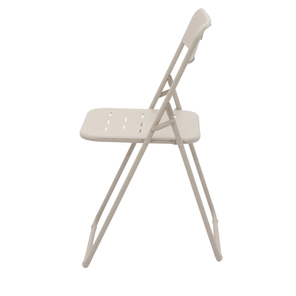 Set Bistro da Esterno Pieghevole 3 Pezzi in Acciaio Beige con 2 Sedie e Tavolo per 2 Persone