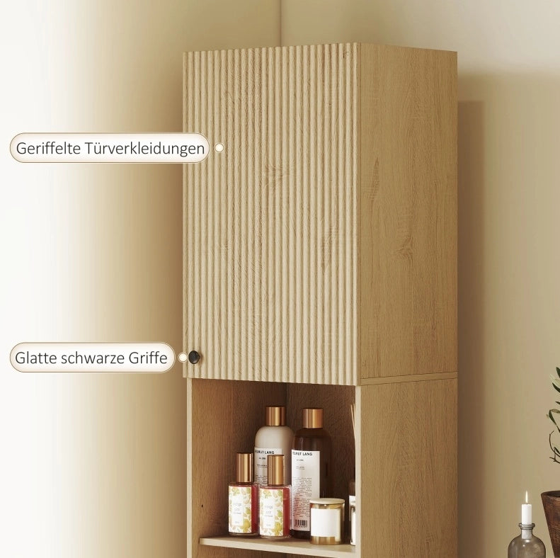 Colonna da bagno 40 x 31 x 182 cm in legno color rovere con ripiani regolabili