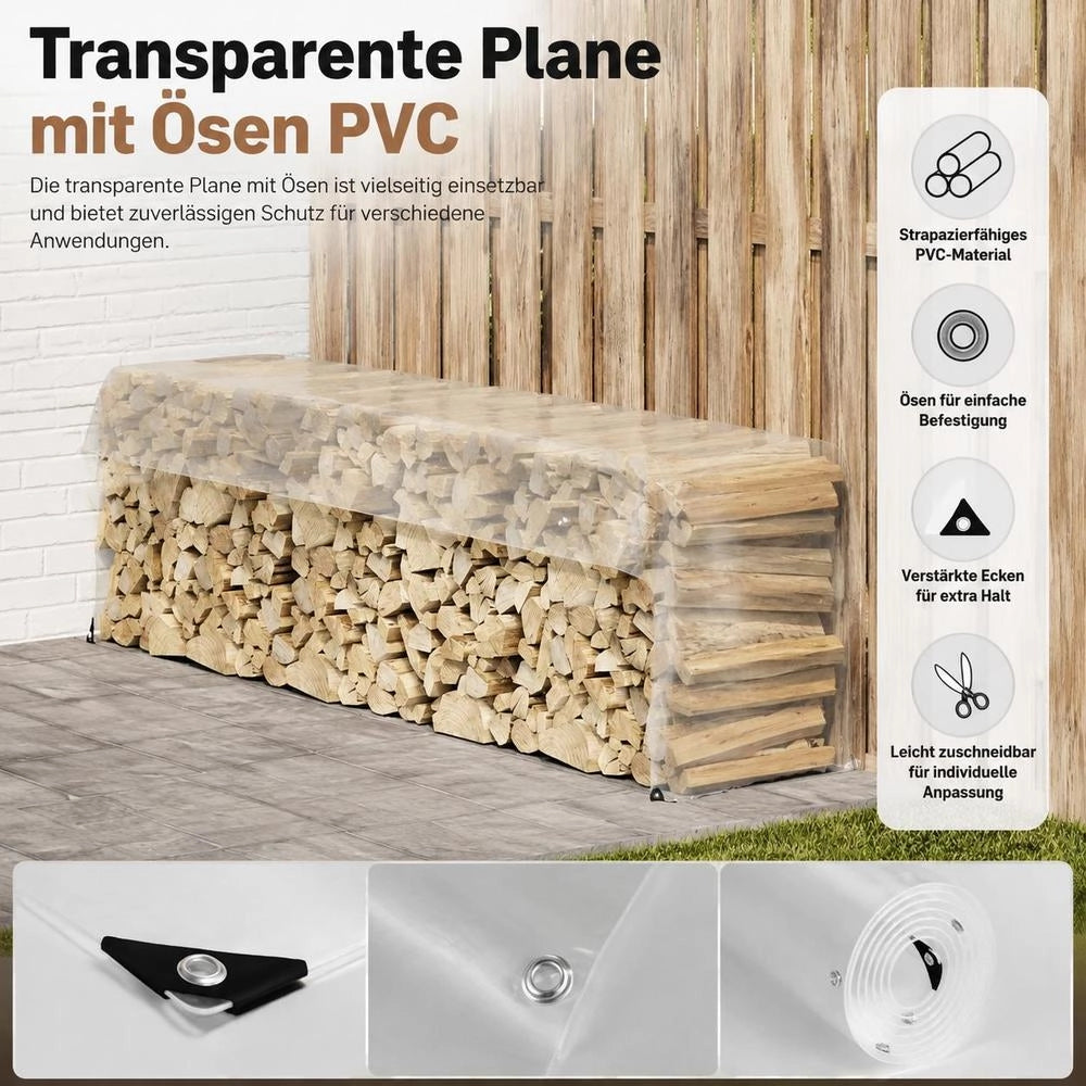 Telo trasparente con occhielli, 1x5 m, in PVC, pratico e robusto, ideale per coperture esterne, giardino e balcone
