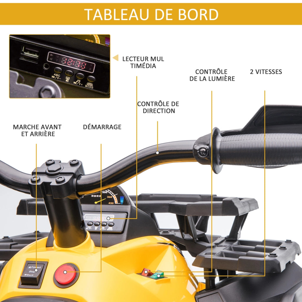 Quad Buggy Elettrico per Bambini 12V ¨C Xylo ¨C Giallo e Nero con Luci e Suoni