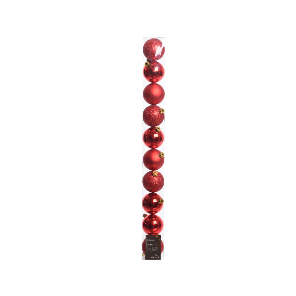 Tubo palline natalizie rosse 6 cm