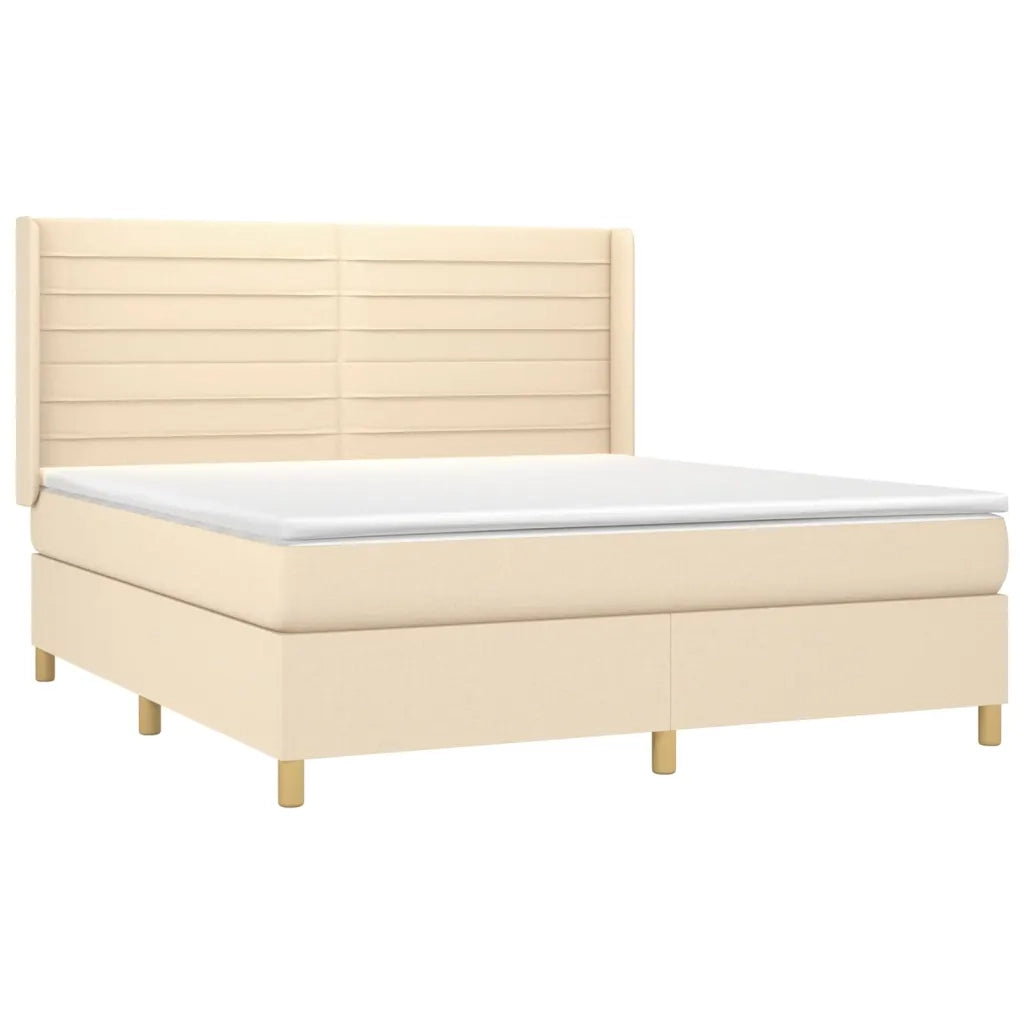 Letto a Molle con Materasso e LED Crema 160x200 cm in Tessuto 3138970