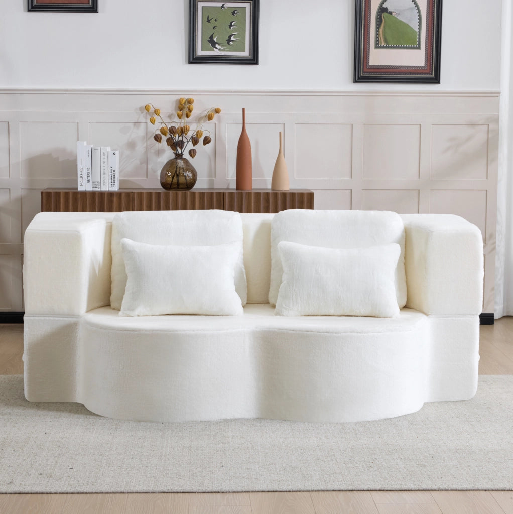 Futon pieghevole modulare in schiuma e molle; bianco