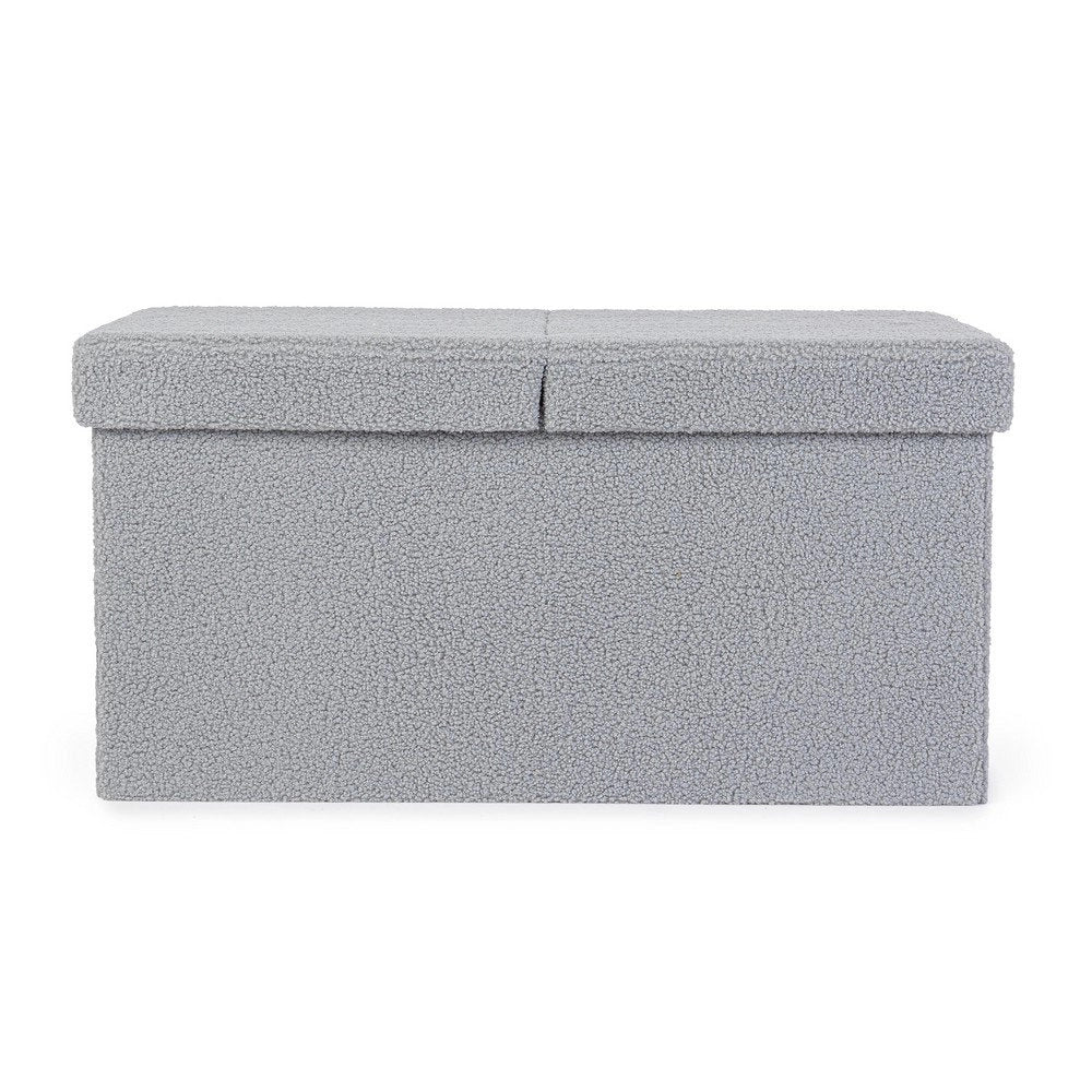 Set 2 Pouf Contenitore in Bouclé Grigio Moderno da Interno - MARTIN