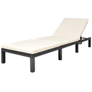 Lettino prendisole sedia a sdraio lettino prendisole letto da giardino mobili da esterno per patio con cuscino resina intrecciata nera 02_0012525