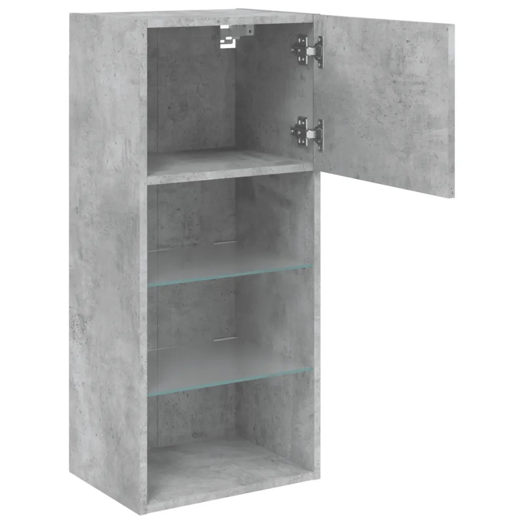 Mobili TV con Luci LED 2pz | Armadietto TV | Mobile Porta TV Grigio Cemento 40,5x30x90 cm