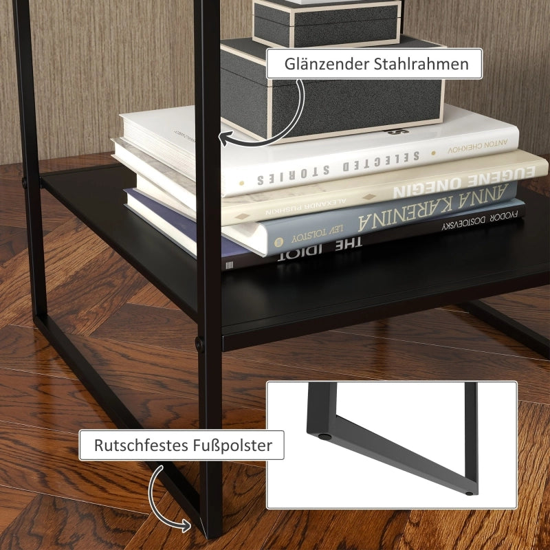 Tavolino laterale con ripiano aperto in acciaio nero per divano; poltrona o camera da letto 40 × 40 × 45 cm