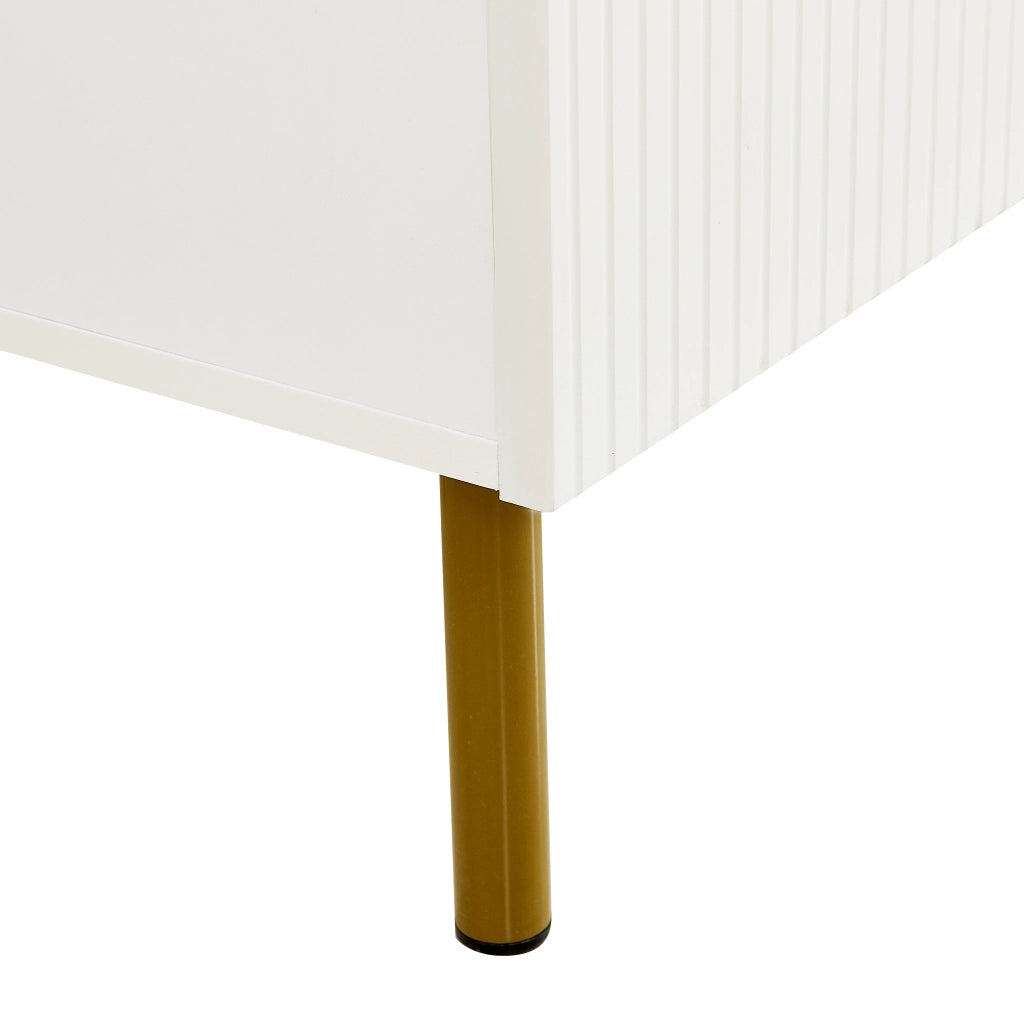 Madia con maniglie in lega di zinco e gambe in acciaio per soggiorno e ingresso; in MDF; bianco; 80×36×90 cm