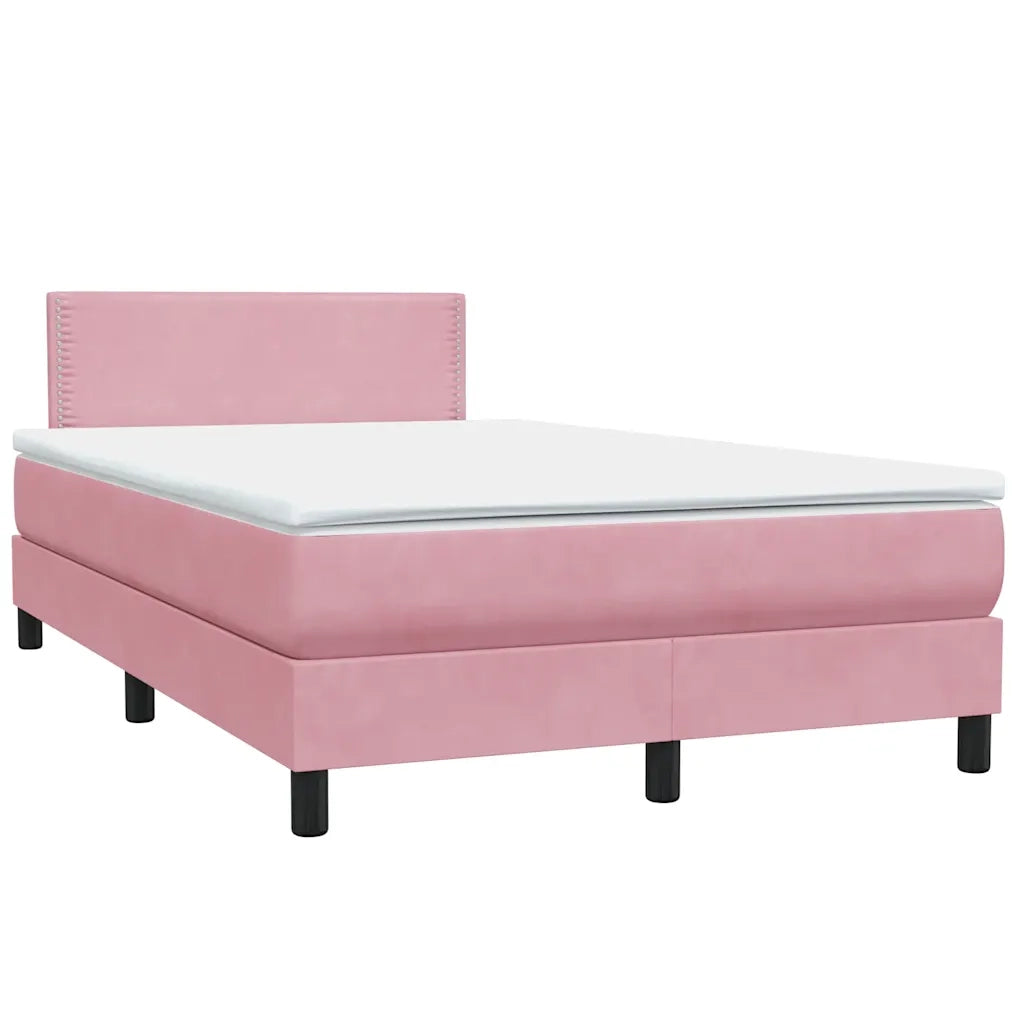 Letto a Molle con Materasso e LED Rosa 120x220 cm in Velluto 3316832