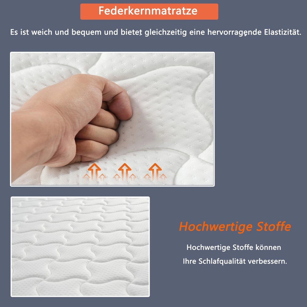 Letto Imbottito Estraibile con Contenitore, LED e Rete a Doghe ¨C Xylo ¨C 90/180x190 cm, Grigio Chiaro