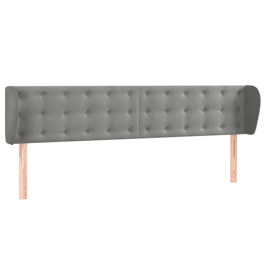 Testiera | Testata ad Orecchio Grigio Chiaro 163x23x78/88 cm in Velluto