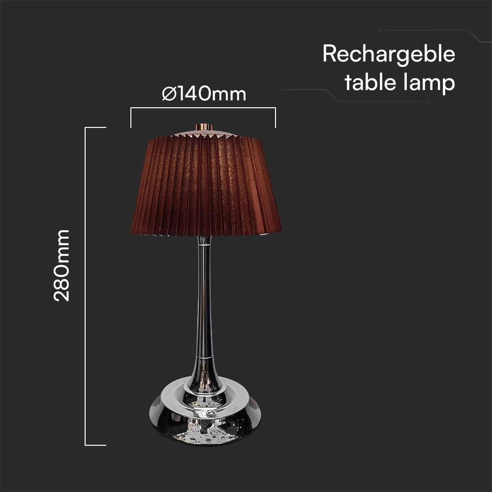Lampada da Tavolo LED 1.5W 3000K Cromo + Marrone – V-TAC – VT-7968-CB