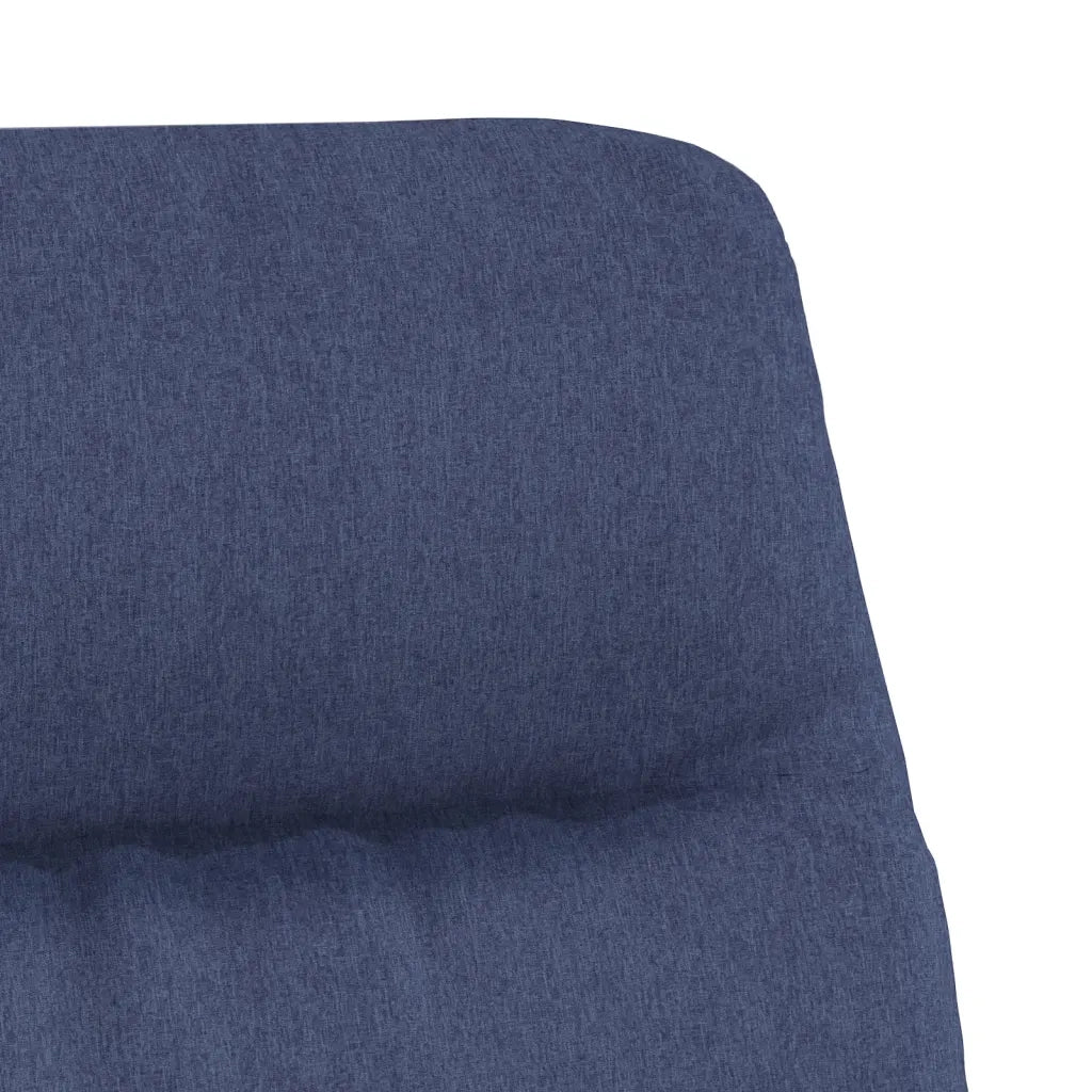 Poltrona Relax con Sgabello Blu in Tessuto e Similpelle 3097510