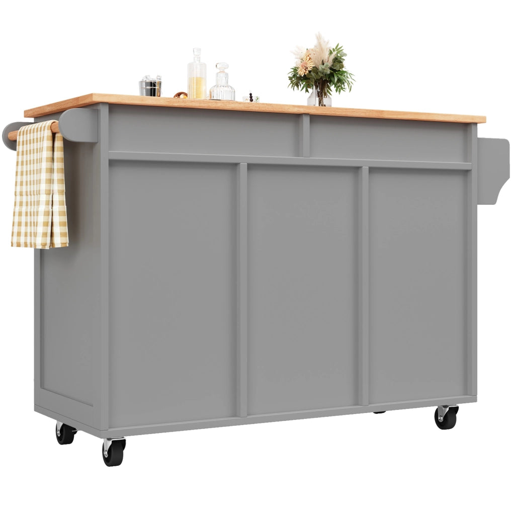 Isola da cucina con ruote e portabottiglie 102x45x92 cm in MDF e metallo grigio