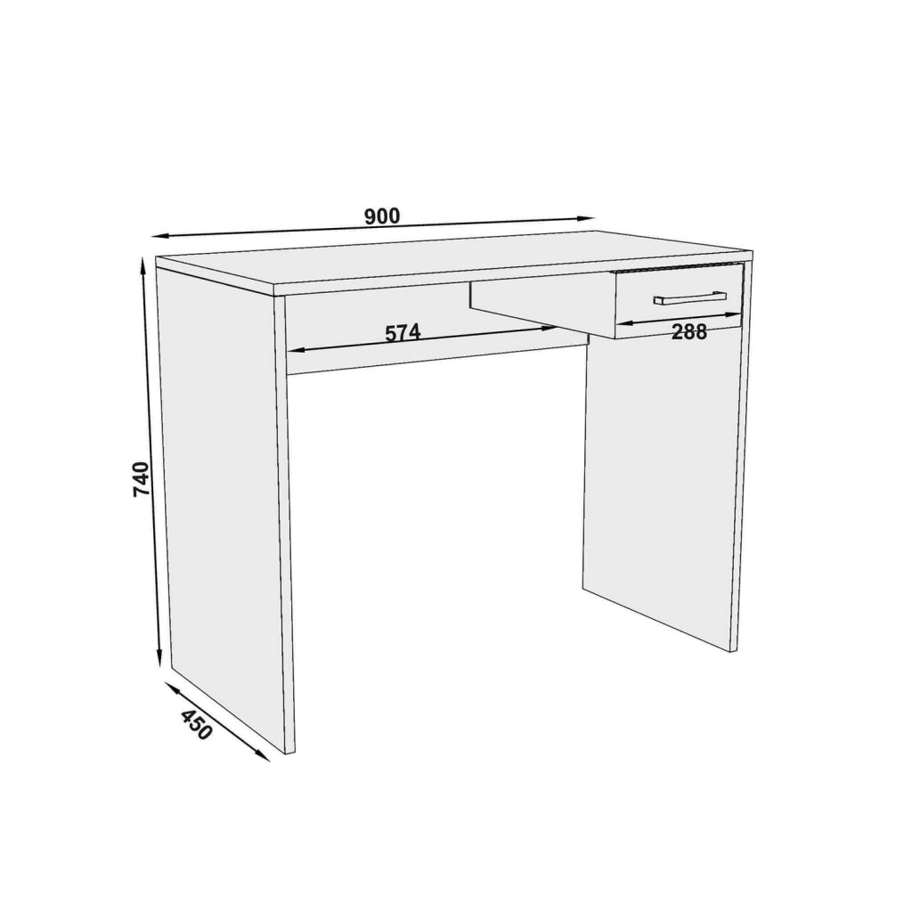 Scrivania porta PC con cassetto di forma Rettangolare di colore Bianco mod. Tom