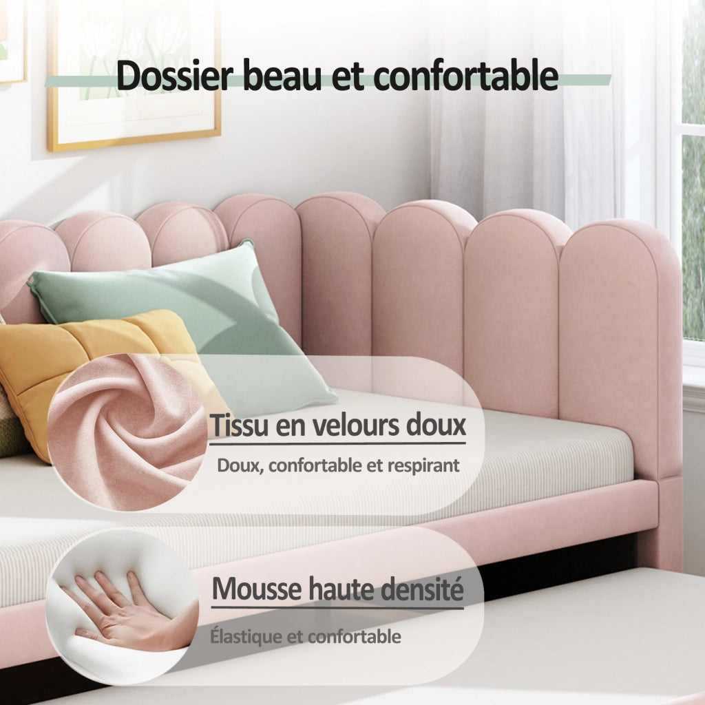 divano letto imbottito rosa 90 x 200 cm