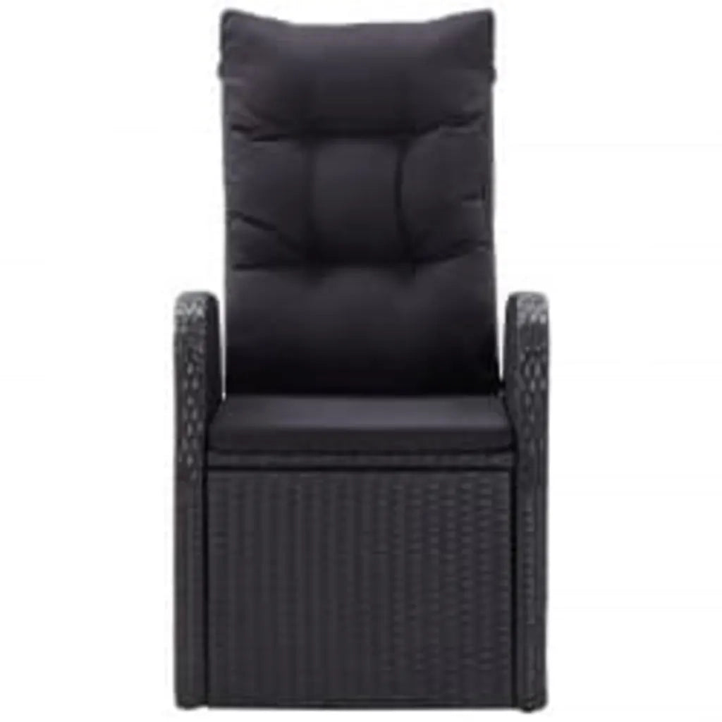 Set da Pranzo da Giardino 3 pz con Cuscini Nero 3099491