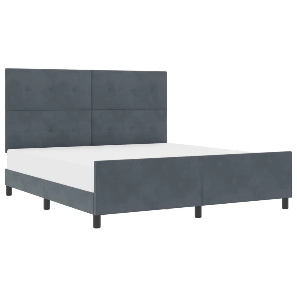 Letto matrimoniale | Letto per adulti | Letto a molle con testiera Grigio scuro 180 x 200 cm Velluto