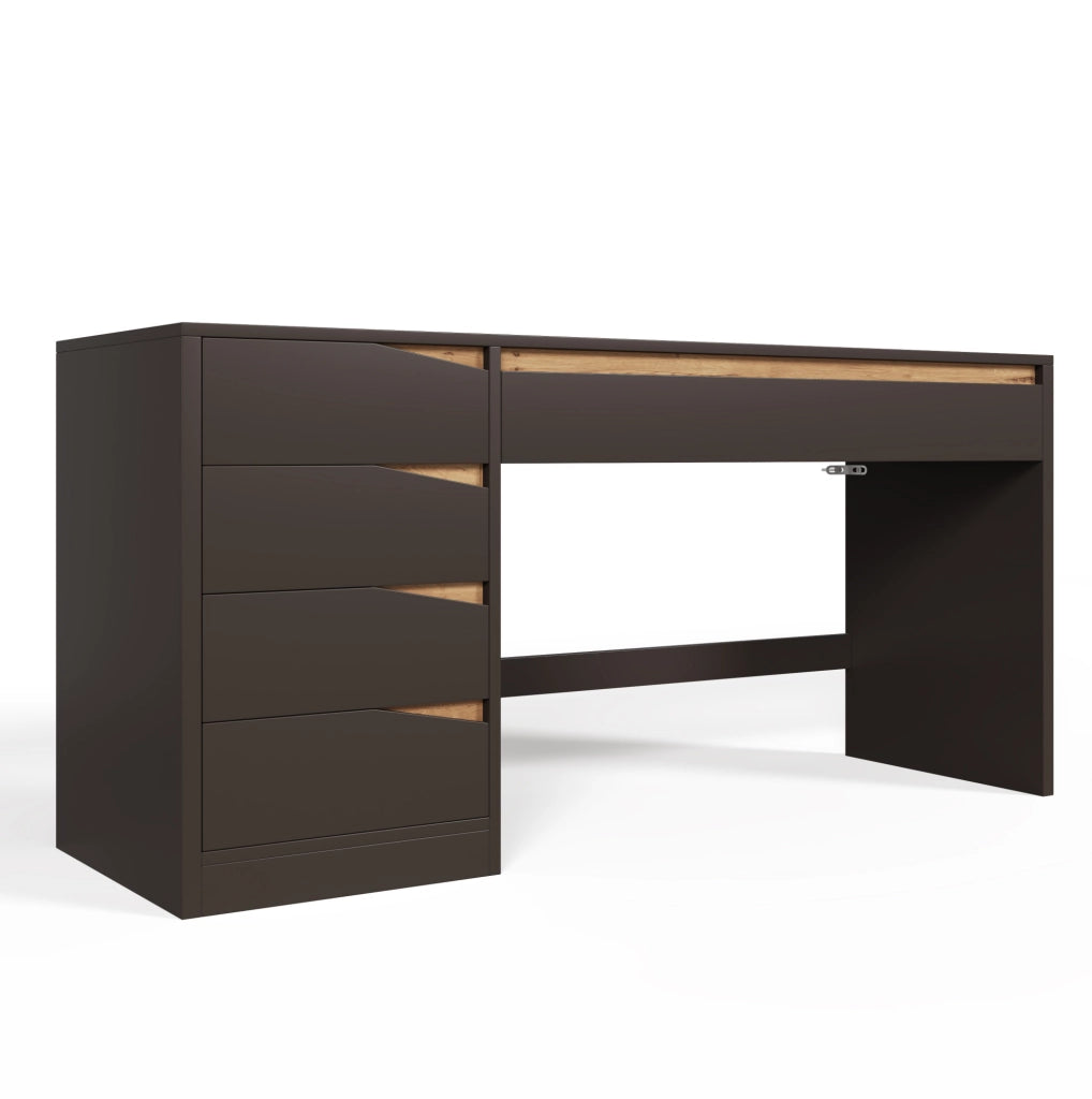 Scrivania 140x50 cm con 5 cassetti; MDF; grigio