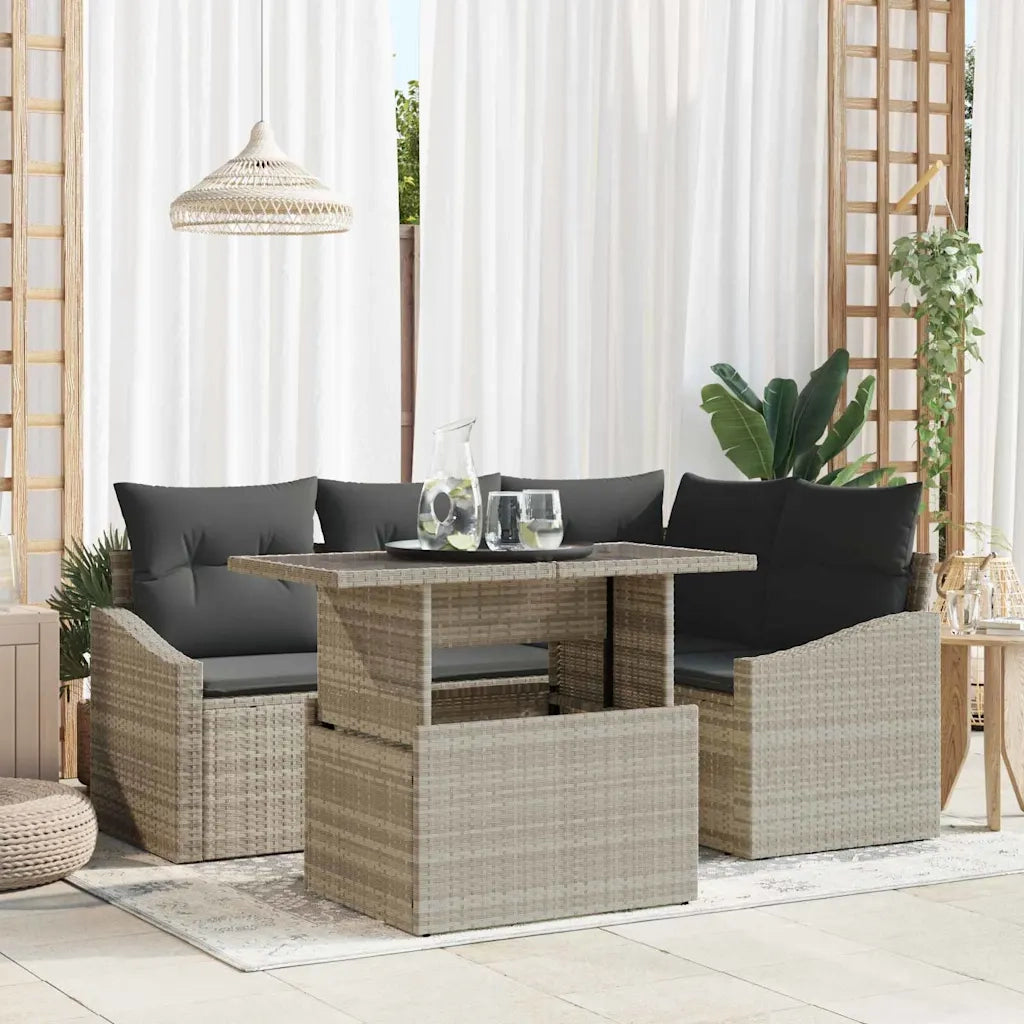 Set Divano da Giardino 5 pcs Grigio chiaro polyrattan 3348998