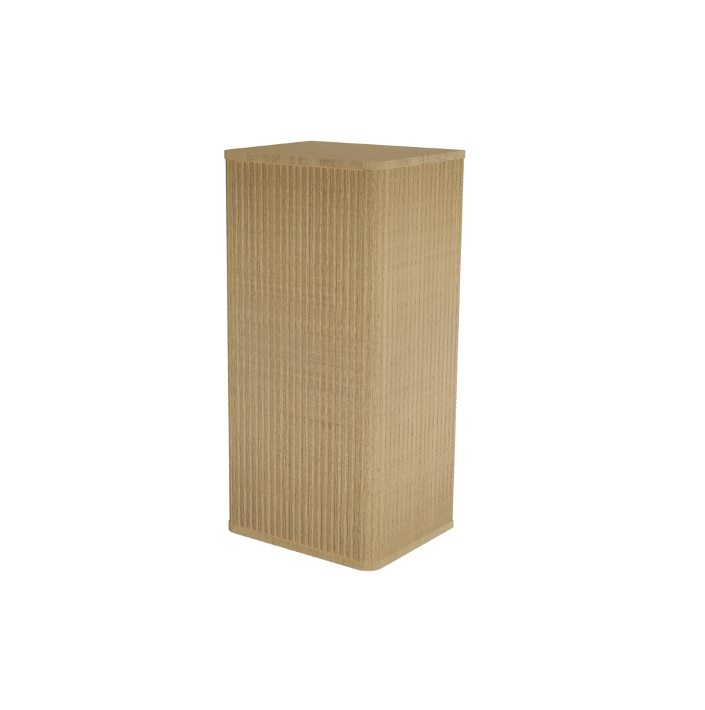 Mobile bagno da parete in rovere con design scanalato e apertura push-to-open