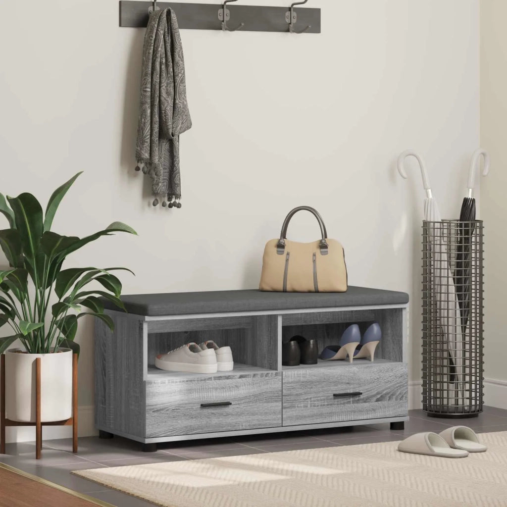 Panca per ingresso con cuscino Sonoma grigia 100 x 38 x 46 cm