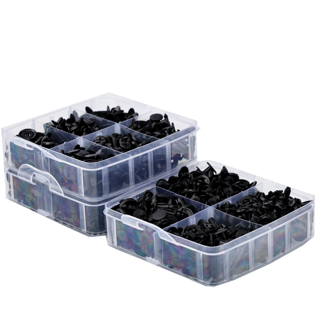 Set di Rivetti Auto Rosfix – 620 Pezzi in Scatola di Plastica | Nylon Resistente, Nero